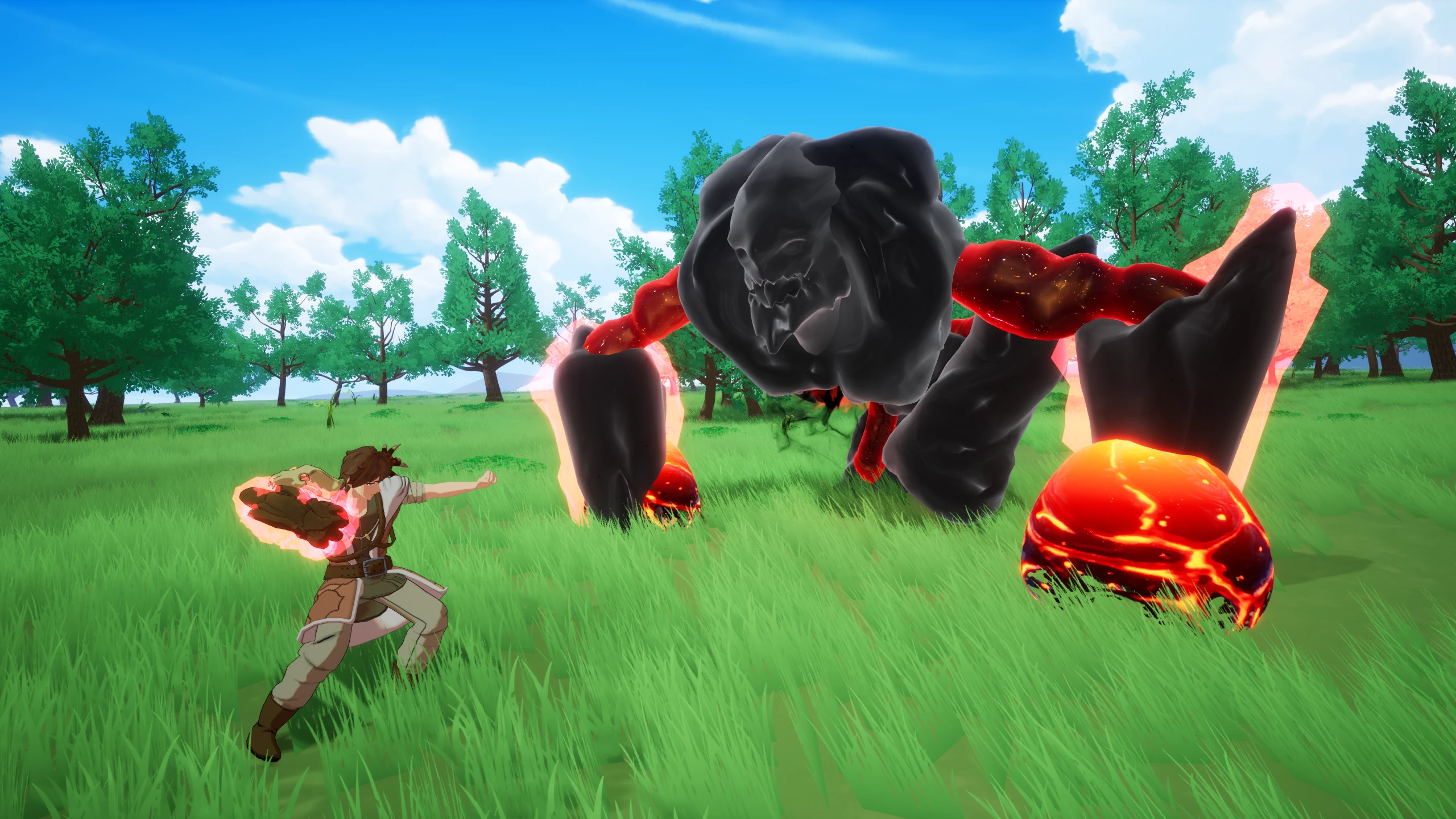 An early game encounter with a rage elemental